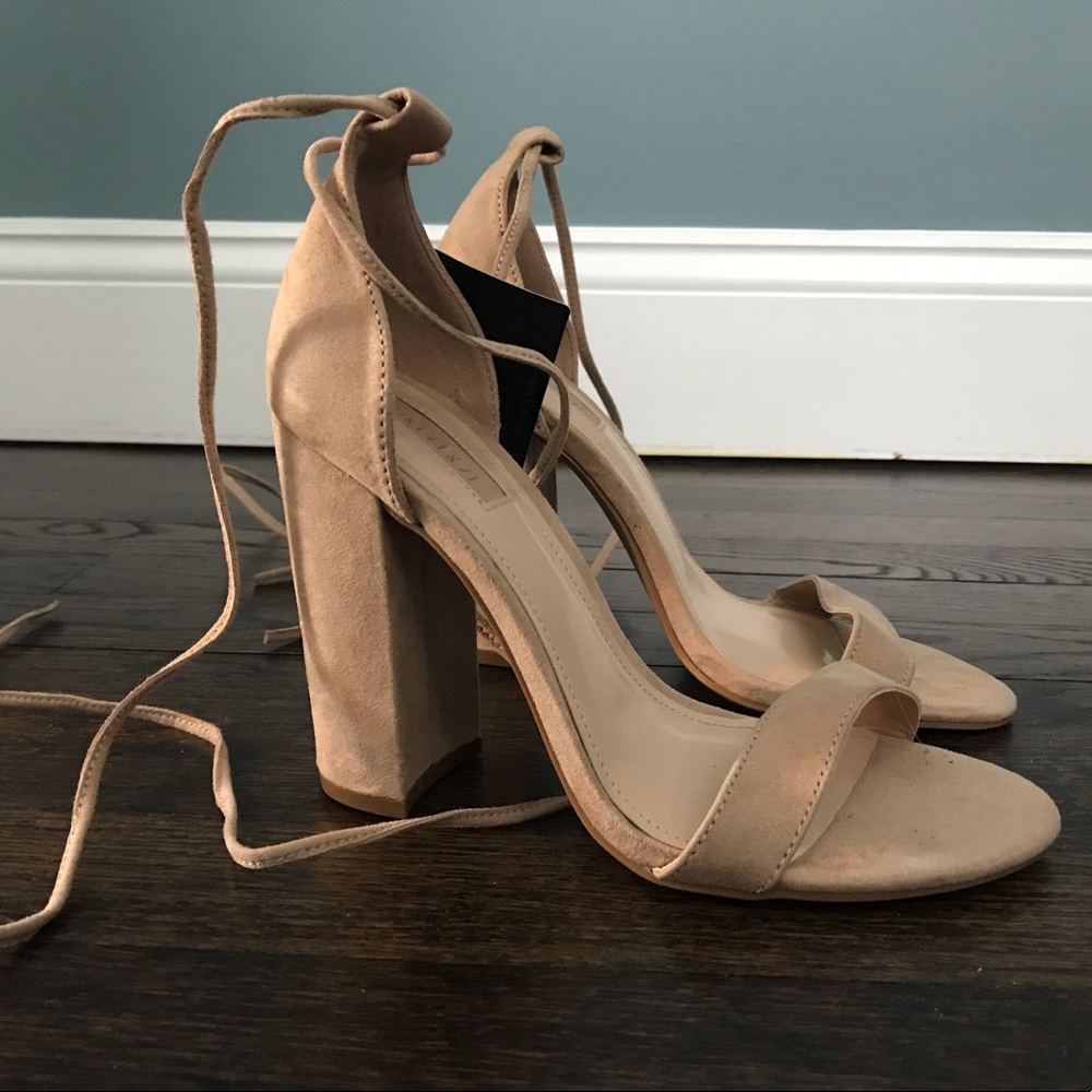 Nude Tie Ankle Heel Sandal Never Worn